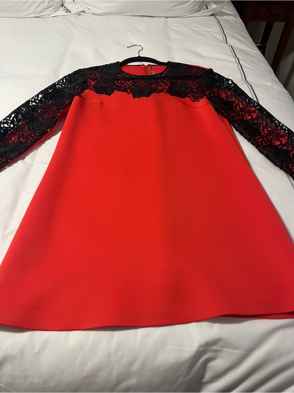 Clover Canyon Orange-Red Dress with Black Lace Trim